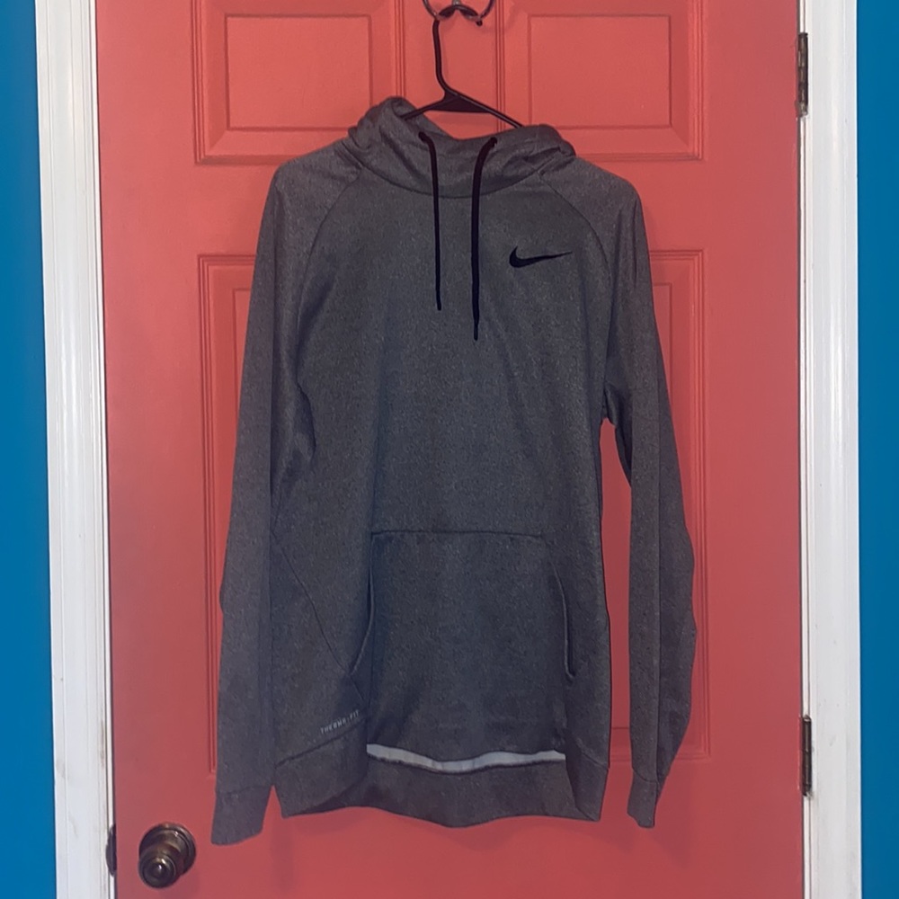 Nike Gray and Black Hoodie (Mens Large)